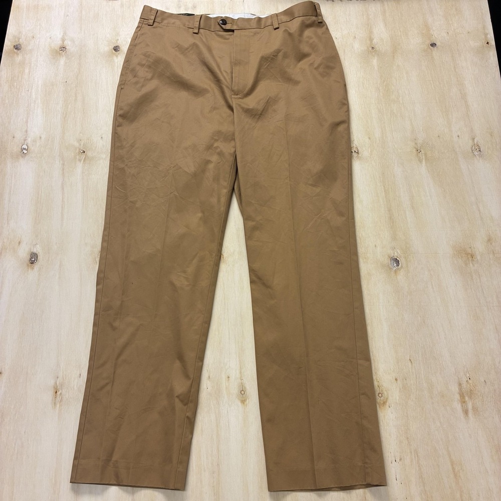 Orvis Pants Mens 36x31 Beige Chino Cotton Flat Front Straight Leg Casual Office